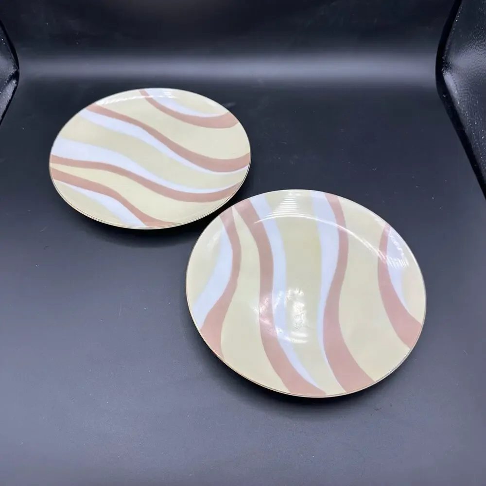Vintage Pink and Yellow Swirl Salad Plates by Mascot (Japan) Pattern NA-960